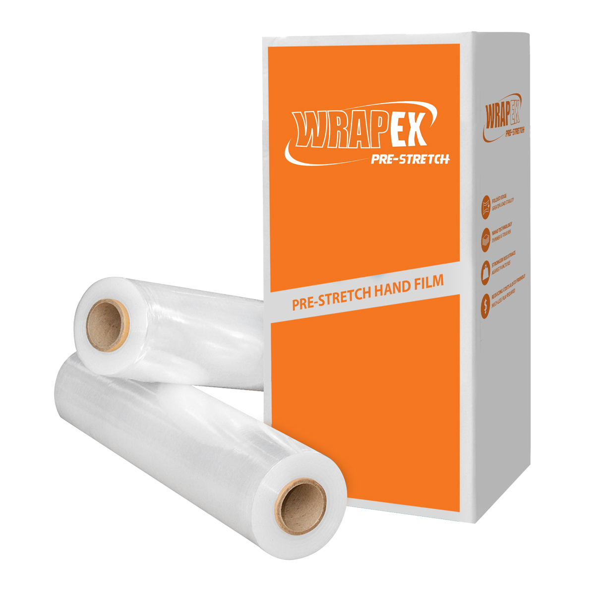 WRAPEX Pre-Stretch Hand Film, 5um x 430mm x 600m Clear