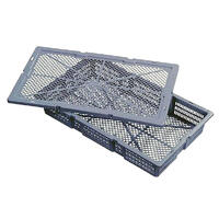 Nally Vented Grey Aquaculture Crate Dimensions: 600mmL x 352mmW x 96mmH